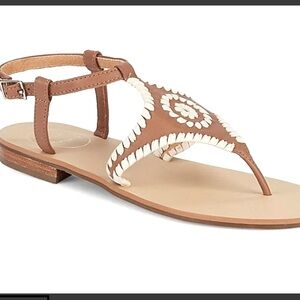 Jack Rogers | Maci Sandals | Brown Leather with cream stitching | Women 8